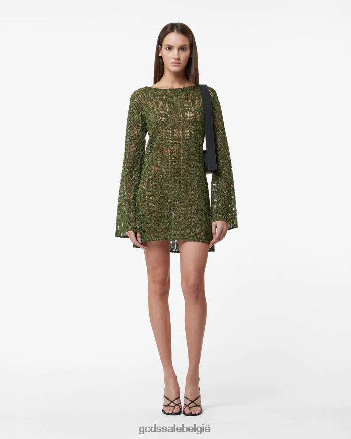 monogram macramé jurk vrouwen GCDS militair groen kleding 4600VF409
