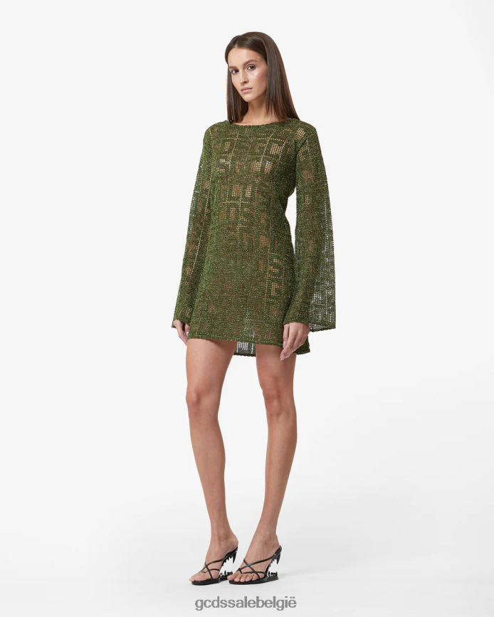 monogram macramé jurk vrouwen GCDS militair groen kleding 4600VF409