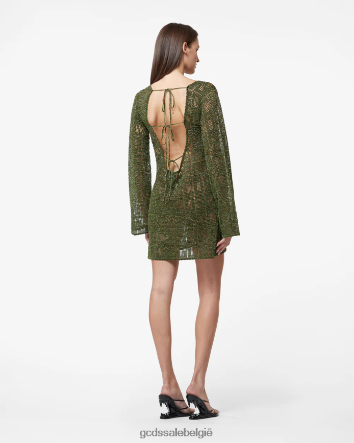 monogram macramé jurk vrouwen GCDS militair groen kleding 4600VF409