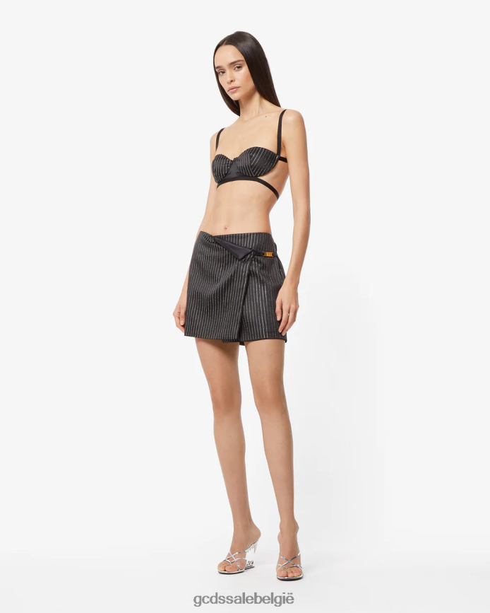 rok met logoclip en krijtstreep vrouwen GCDS zwart kleding 4600VF423