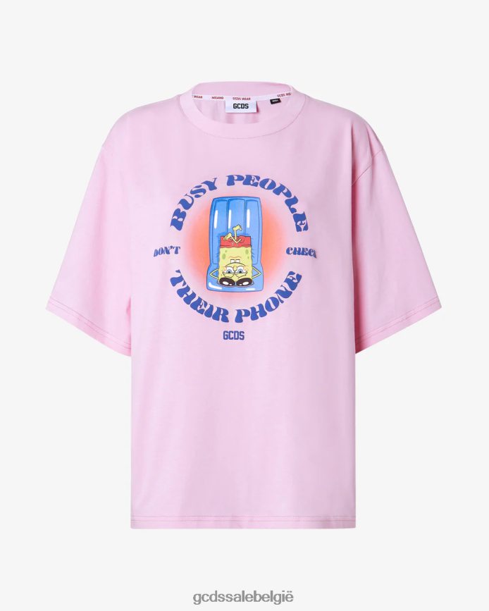 SpongeBob drukke mensen t-shirt vrouwen GCDS roze kleding 4600VF360