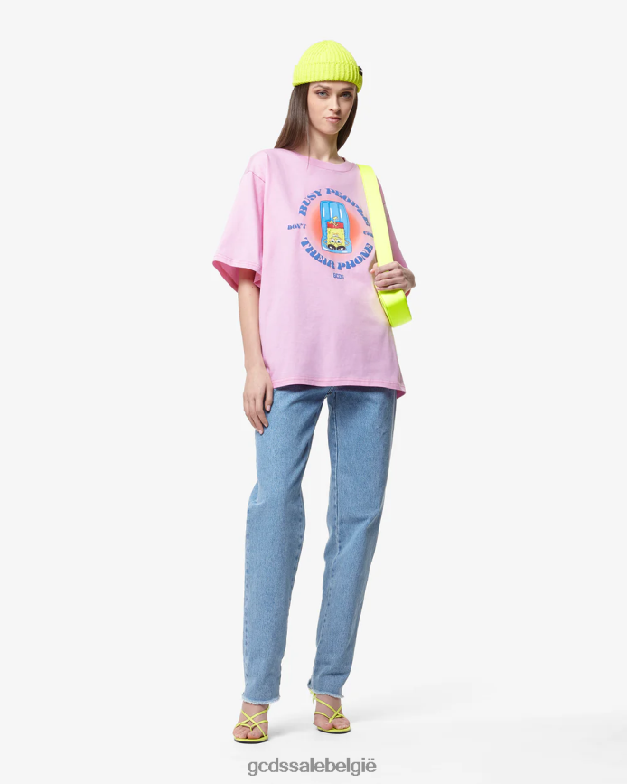 SpongeBob drukke mensen t-shirt vrouwen GCDS roze kleding 4600VF360