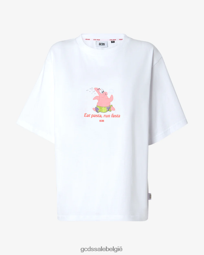 Spongebob Patrick eet pasta-t-shirt vrouwen GCDS wit kleding 4600VF359