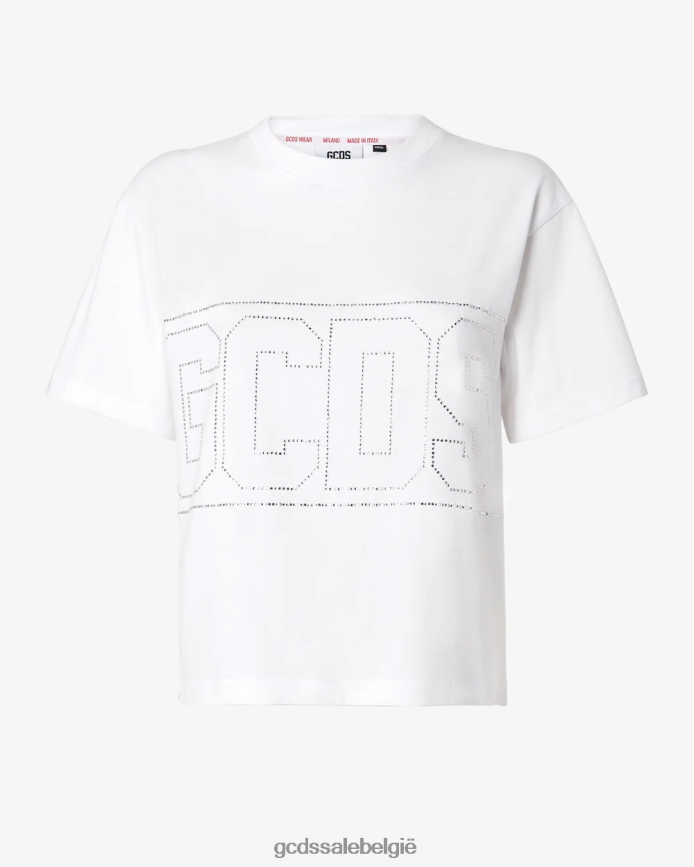 T-shirt met bling-logo vrouwen GCDS wit kleding 4600VF358