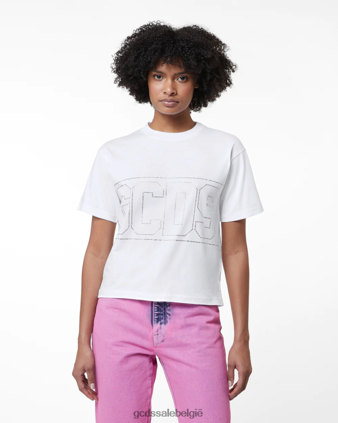 T-shirt met bling-logo vrouwen GCDS wit kleding 4600VF358