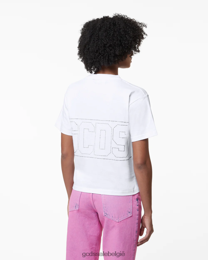 T-shirt met bling-logo vrouwen GCDS wit kleding 4600VF358