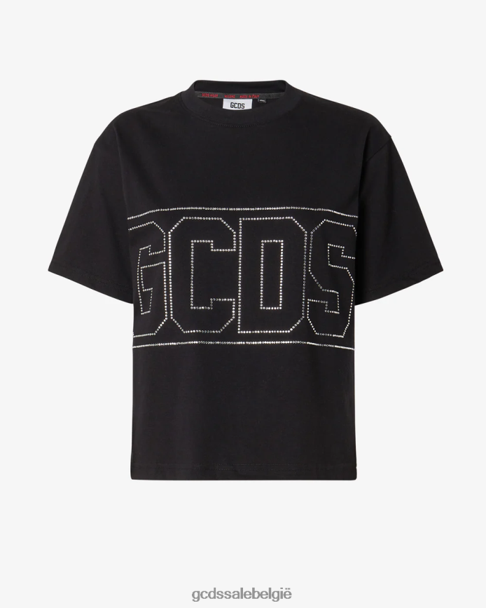 T-shirt met bling-logo vrouwen GCDS zwart kleding 4600VF357