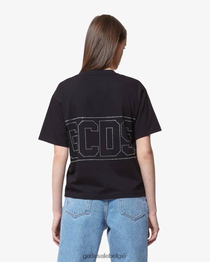 T-shirt met bling-logo vrouwen GCDS zwart kleding 4600VF357