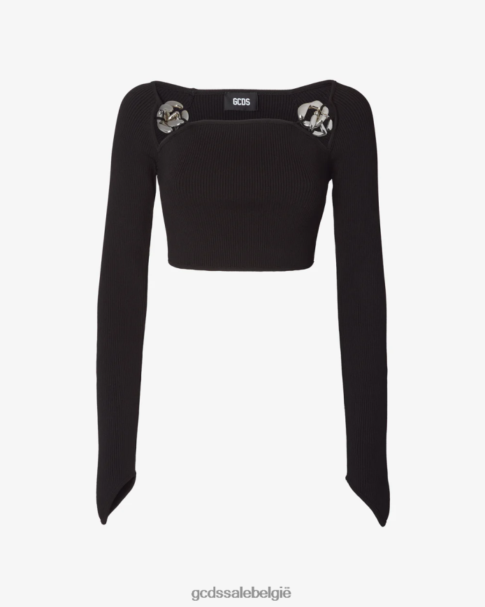 Top met logoketting en lange mouwen vrouwen GCDS zwart kleding 4600VF386