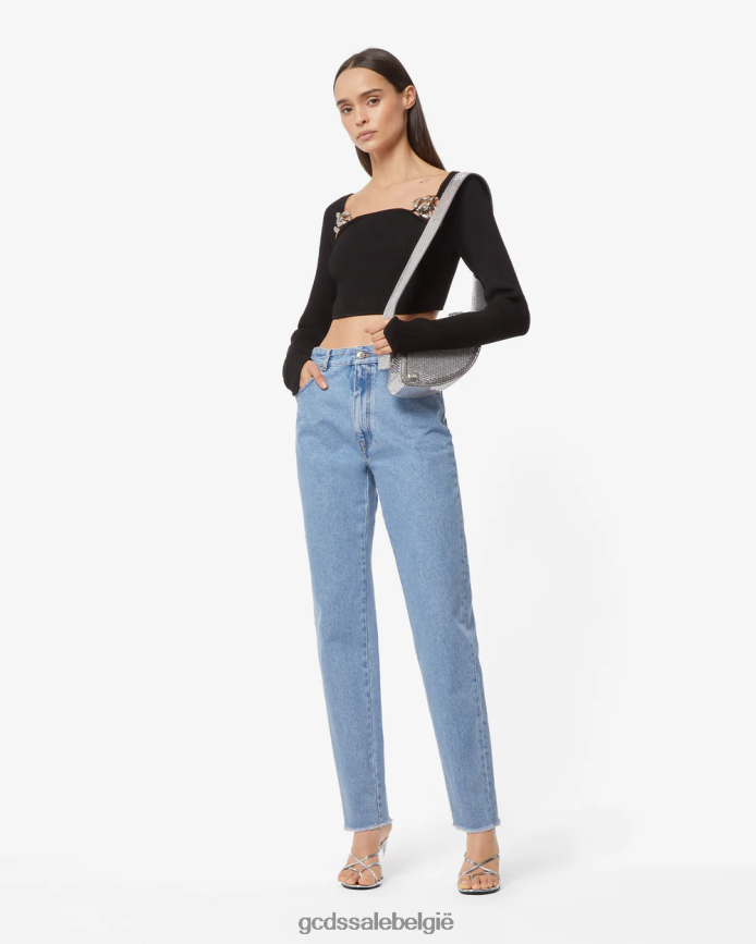 Top met logoketting en lange mouwen vrouwen GCDS zwart kleding 4600VF386