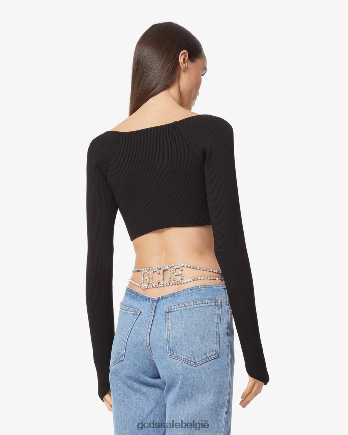 Top met logoketting en lange mouwen vrouwen GCDS zwart kleding 4600VF386