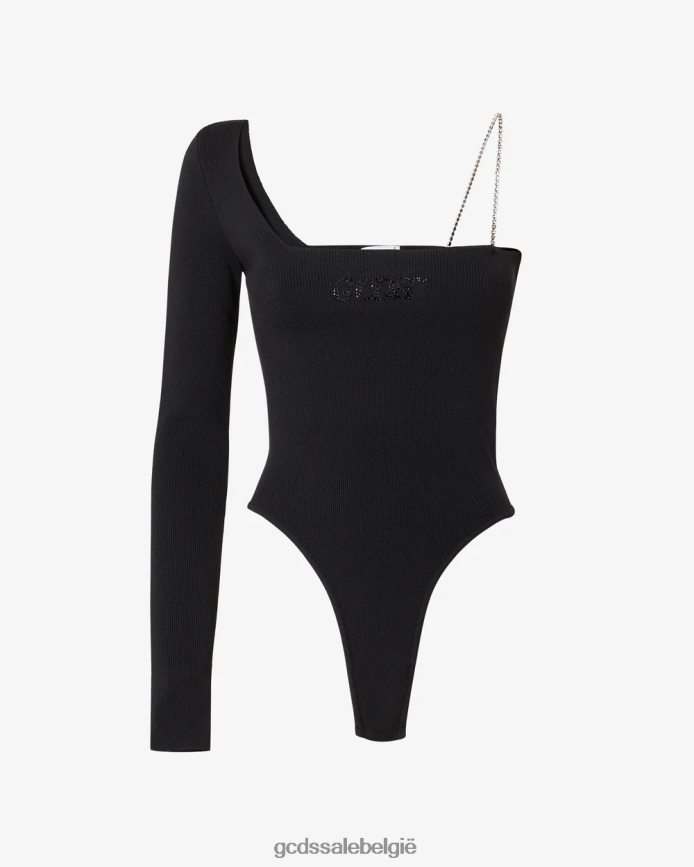 bling bodysuit met één schouder vrouwen GCDS zwart kleding 4600VF384