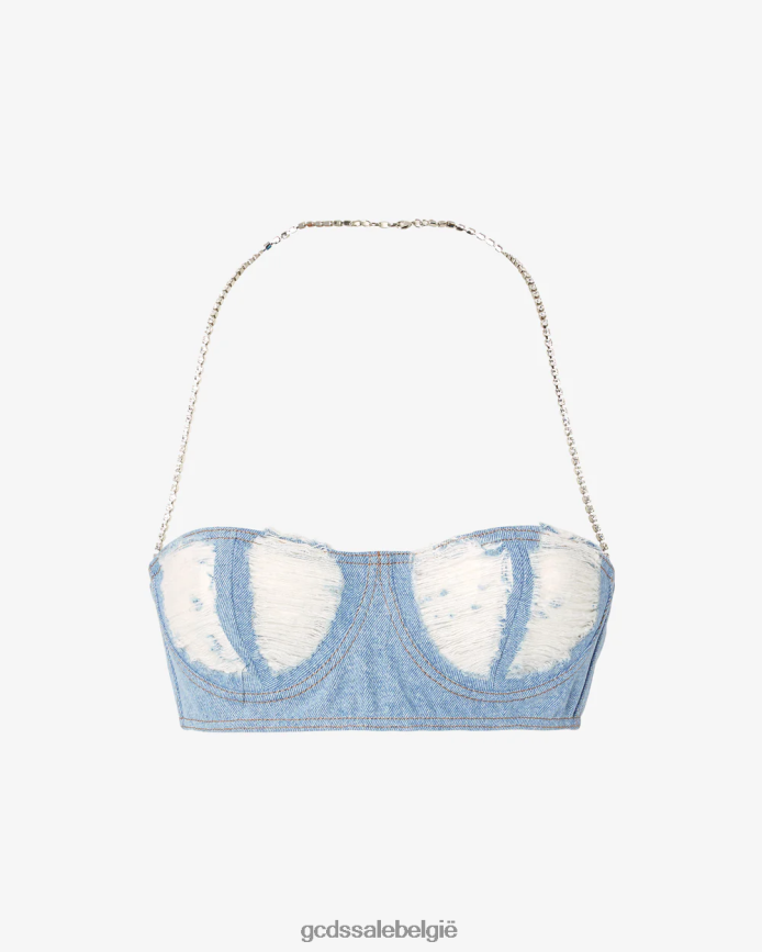 geribde denim bh vrouwen GCDS nieuw lichtblauw kleding 4600VF376