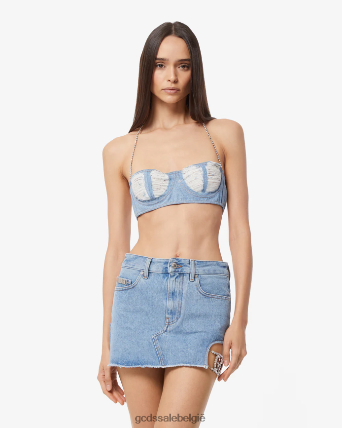 geribde denim bh vrouwen GCDS nieuw lichtblauw kleding 4600VF376