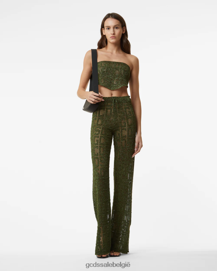 monogram macramé minitop vrouwen GCDS militair groen kleding 4600VF369