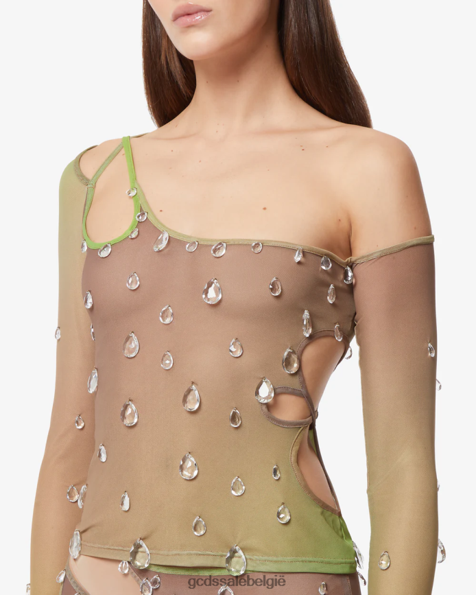 sita valt naar boven vrouwen GCDS militair groen kleding 4600VF383