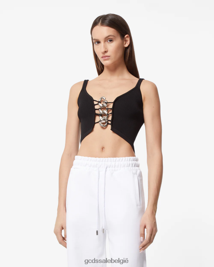 tanktop met logoketting vrouwen GCDS zwart kleding 4600VF387