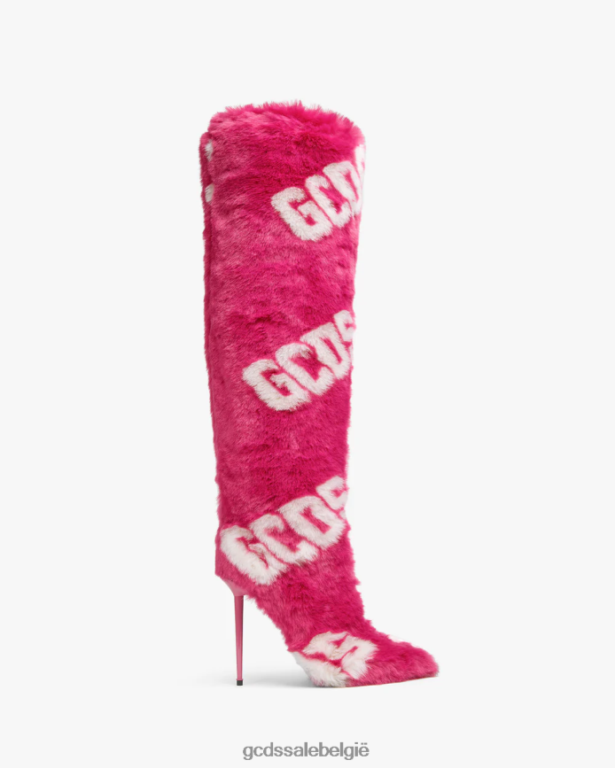 laarzen van imitatiebont vrouwen GCDS fuchsia schoenen 4600VF495