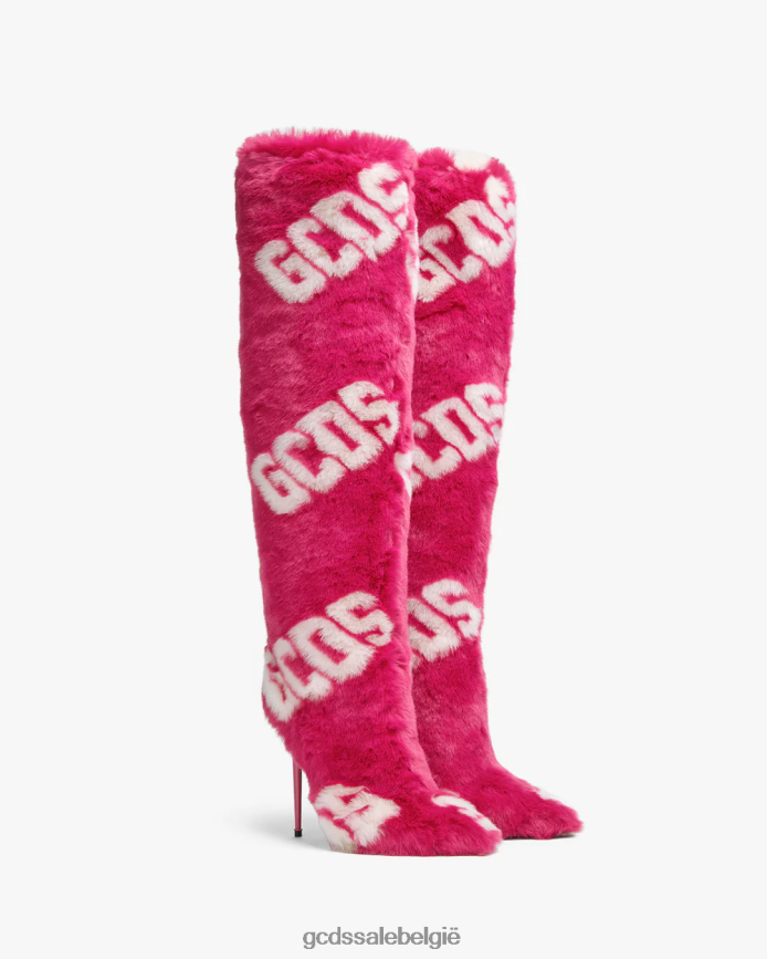 laarzen van imitatiebont vrouwen GCDS fuchsia schoenen 4600VF495