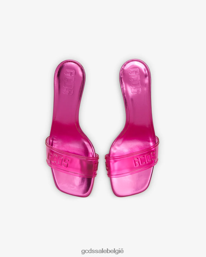 lage sandalen met transparant logo vrouwen GCDS fuchsia schoenen 4600VF512