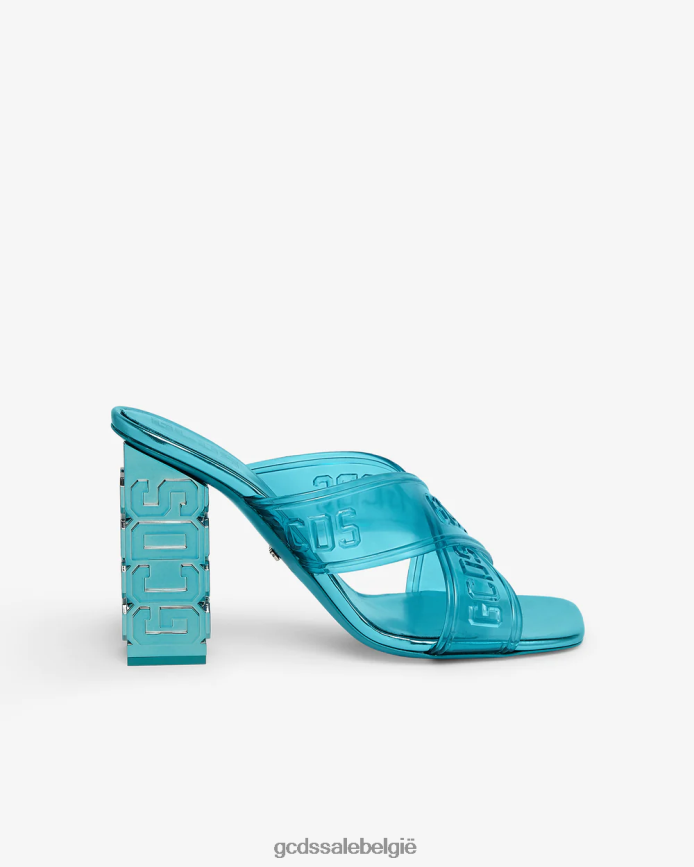 transpallic gekruiste hoge sandaal vrouwen GCDS lichtblauw schoenen 4600VF513